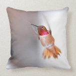 Hummingbird Flying Photo Throw Pillow