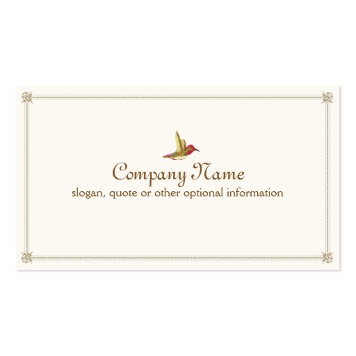Hummingbird French Inspired Vintage Business Card (front side)