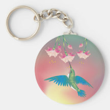 HUMMINGBIRD & FUCHSIA by SHARON SHARPE Keychains