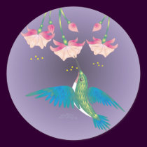 HUMMINGBIRD & FUCHSIA by SHARON SHARPE stickers