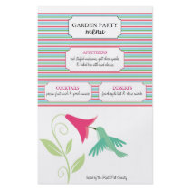Hummingbird Garden Party Menu Personalized Flyer