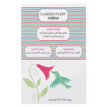 Hummingbird Garden Party Menu Personalized Flyer