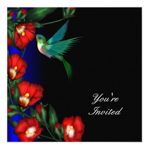 Hummingbird Hibiscus Birthday Party Template Personalized Announcements