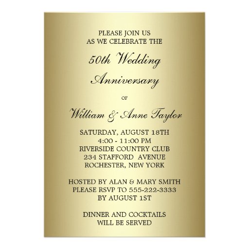 Hummingbird Hibiscus Gold 50th Wedding Anniversary Custom Announcement
