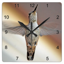 Hummingbird hovering clock
