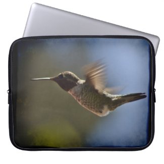 Hummingbird in Flight Black Edge Laptop Computer Sleeves