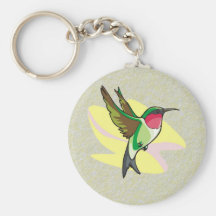 Hummingbird in Flight on Textured Background Keychain