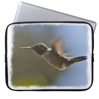 Hummingbird in Flight White Edge Laptop Sleeve