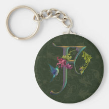 Hummingbird Monogram F Key Chain