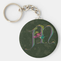 Hummingbird Monogram M Keychain
