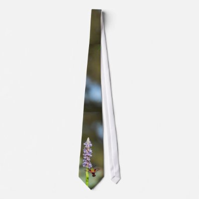 Hummingbird Moth (Large) on Pickerel-weed Tie by naturegirl7