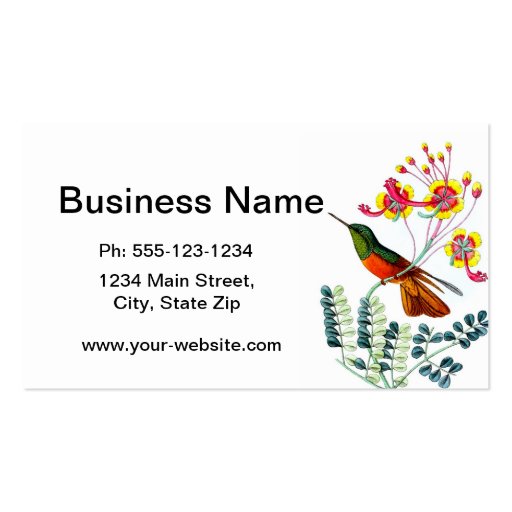 Hummingbird no. 9 housewarming gift business card templates (back side)