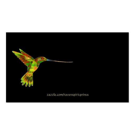 HUMMINGBIRD on Black Business Cards (back side)