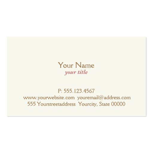 Hummingbird on Faux Pink Linen Business Card (back side)