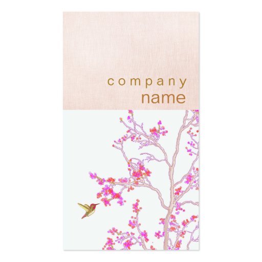 Hummingbird Pretty Pink Buds Branch Makeup Artist Business Card (front side)