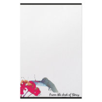 Hummingbird Red Flower Stationery