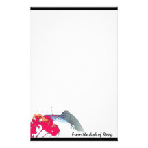 Hummingbird Red Flower Stationery
