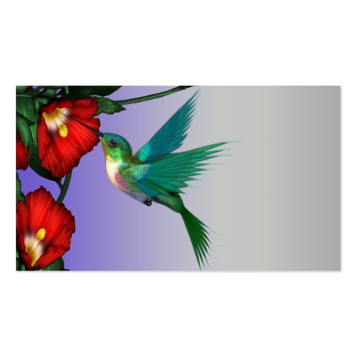 Hummingbird Red Hibiscus Teal Blue Purple Business Cards (back side)