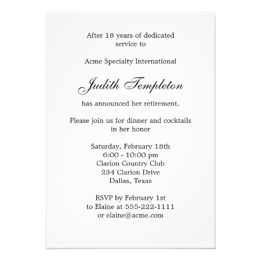 Hummingbird Red Hibiscus Womans Retirement Custom Invitation