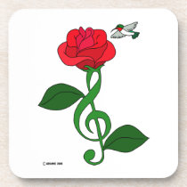 Hummingbird Rose Clef cork coasters