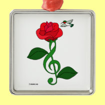 Hummingbird Rose Clef ornaments