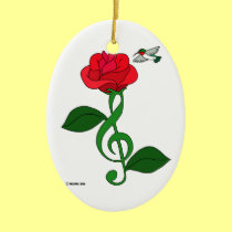 Hummingbird Rose Clef ornaments