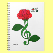 Hummingbird Rose Clef notebooks
