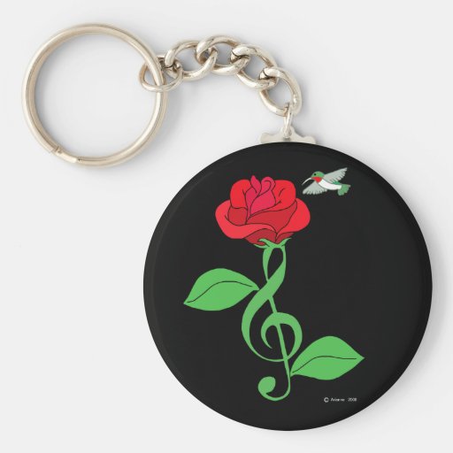 Hummingbird Rose Clef Key Chain