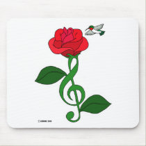 Hummingbird Rose Clef mousepads