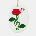 Hummingbird Rose Clef Ornament