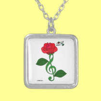 Hummingbird Rose Clef necklaces