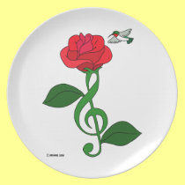 Hummingbird Rose Clef plates