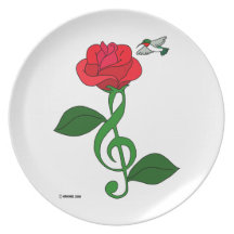Hummingbird Rose Clef Plate