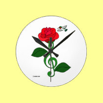 Hummingbird Rose Clef wall clocks