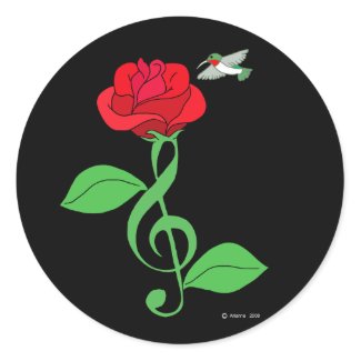 Hummingbird Rose Clef sticker