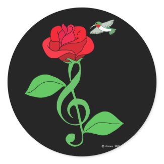 Hummingbird Rose Clef sticker