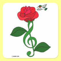 Hummingbird Rose Clef stickers