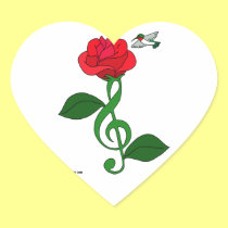 Hummingbird Rose Clef stickers