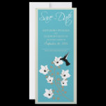 Hummingbird Save the Date Announcement (aqua)