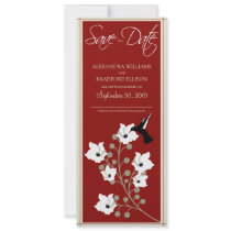 Hummingbird Save the Date Announcement (red) invitations
