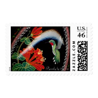 Hummingbird & Scarlet Trumpet Honeysuckle Postage stamp