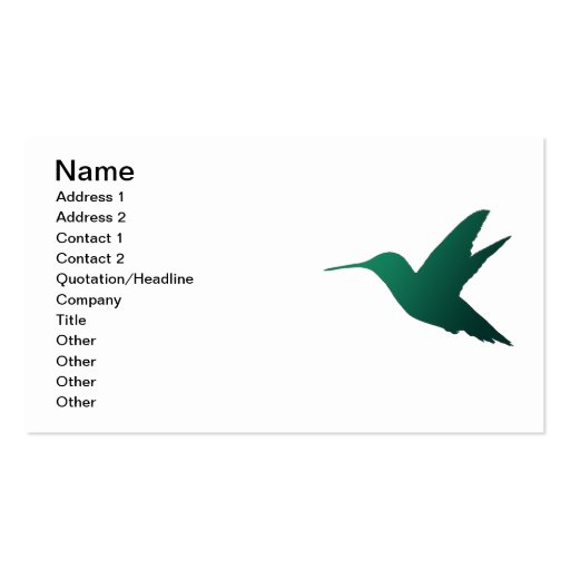 Hummingbird Silhouette Business Card (front side)