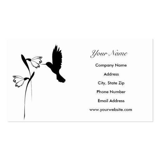Hummingbird Silhouette Business Cards (front side)