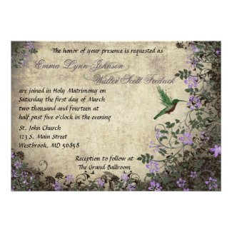 Hummingbird Vintage Wedding Invitation