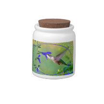 Hummingbird With Stained Glass Candy Jars