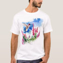 Hummingbird with Wooley Blue Curls t-shirts