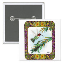 Hummingbirds and Flowers #4 Pin