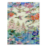 Hummingbirds and flowers stained glass WOW Post Cards