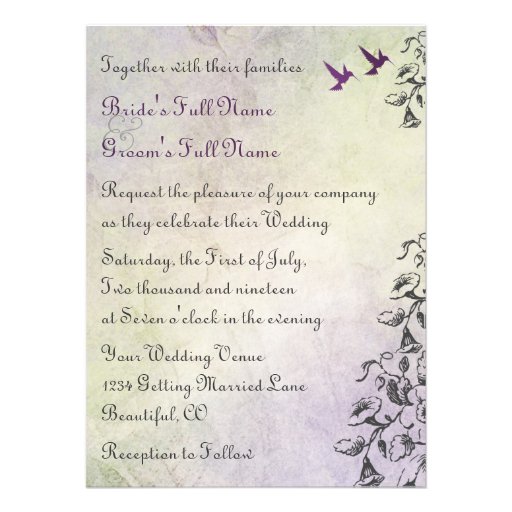Hummingbirds and Flowers Wedding Invitation