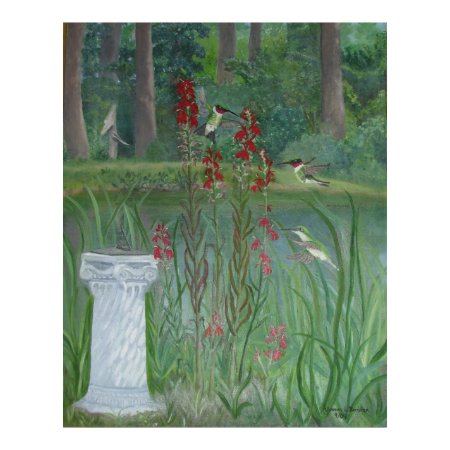 Hummingbirds by the Pond print